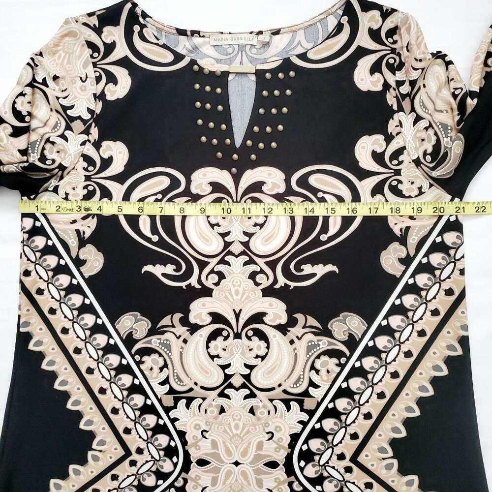 Maria Gabrielle Women's Plus Size Keyhole Neck Printed Tunic Short Dress Size 1X - Picture 10 of 12
